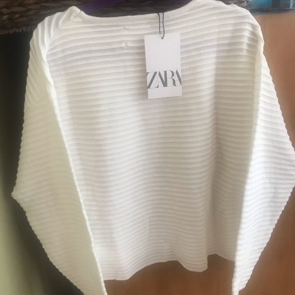 Zara Girls NWT 9/10 Textured Cream Boxy Sweater - Picture 8 of 13